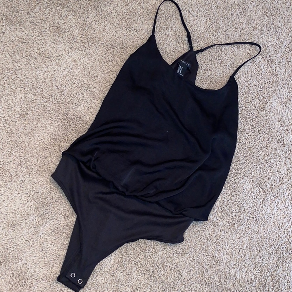 Black silk blouse bodysuit